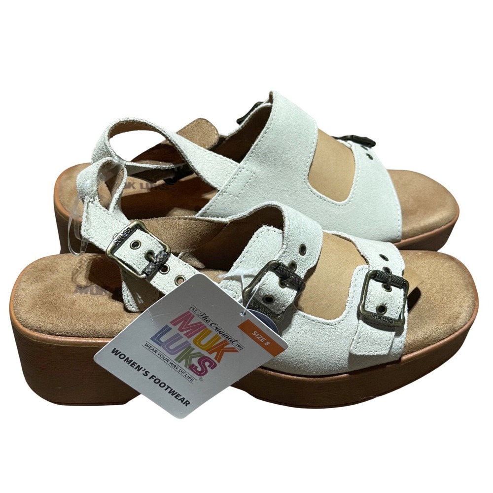 Muk Luks Suede Platform‎ Sandals — Women's Size 8, New With Tags (no box)